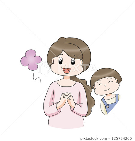 A reassuring mother and a happy child, no background 125754260