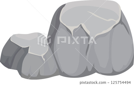 Two gray rocks are standing out on a white background, creating a simple yet striking composition that evokes a sense of stability and natural beauty Two gray rocks are standing out on a white background, creating a simple yet striking composition that evokes a sense of stability and natural beauty 125754494