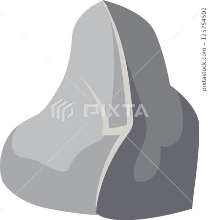 Cartoon rock with a crack splitting it in two, creating a shadow effect, isolated on a white background, ideal for educational or nature related projects Cartoon rock with a crack splitting it in two, creating a shadow effect, isolated on a white background, ideal for educational or nature related projects 125754502