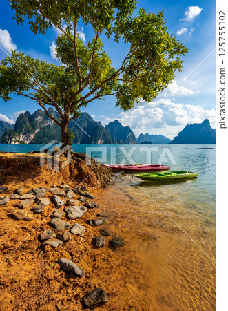 Kayak on Lake Cheolan, Khao Sok National Park, Surat Thani, Thailand 125755102