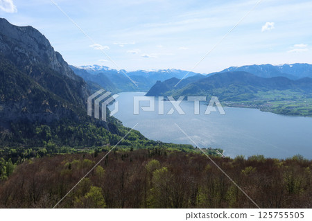 Mountain Calm on the Shores of Traunsee lake 125755505