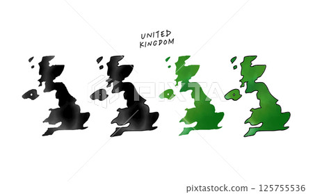 用水彩繪的英國手繪地圖的向量插圖 用水彩繪的英國手繪地圖的向量插圖 125755536