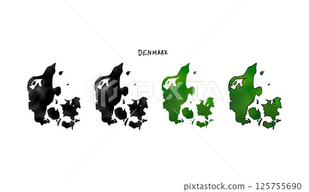 手繪水彩畫的丹麥地圖向量插圖 1 125755690