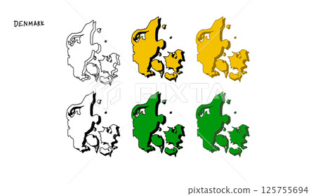 3D 丹麥地圖手繪向量插圖 1 3D 丹麥地圖手繪向量插圖 1 125755694