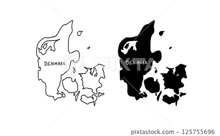 Simple Denmark map hand drawn vector illustration 2 125755696
