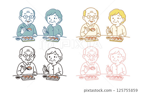 吃壽司的年長夫婦 125755859