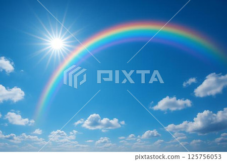 Blue sky rainbow image 125756053