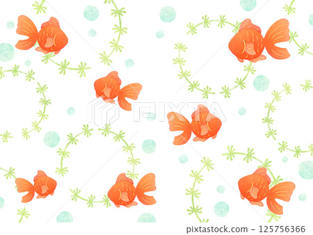 Cute background material of hand-drawn red goldfish 125756366