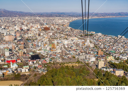 Hakodate scenery on a clear day as seen from the Mount Hakodate Ropeway 125756369
