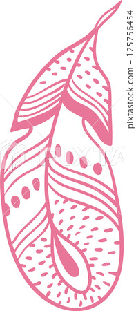 Light pink feather with decorative pattern representing lightness, freedom, and softness, ideal for fashion, decoration, and design projects Light pink feather with decorative pattern representing lightness, freedom, and softness, ideal for fashion, decoration, and design projects 125756454
