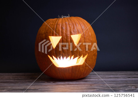 one halloween pumpkin neutral background one halloween pumpkin neutral background 125756541