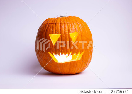 one halloween pumpkin white background 125756585