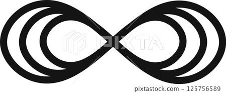 Intertwined triple infinity symbol forming a continuous loop, embodying abstract concepts such as limitless potential, eternal love, and boundless continuity 125756589