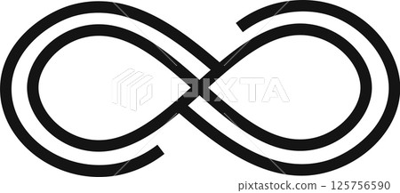 Two intertwined black lines creating a double infinity symbol against a white background, representing limitless possibilities, eternal love, and boundless concepts Two intertwined black lines creating a double infinity symbol against a white background, representing limitless possibilities, eternal love, and boundless concepts 125756590