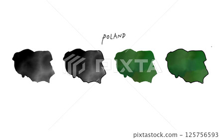 Vector illustration of a hand-drawn map of Poland painted in watercolor 125756593
