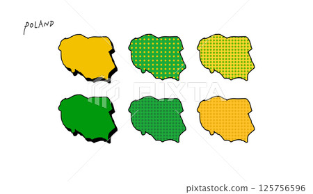 手繪向量插圖的波蘭地圖，圖案豐富多彩 125756596