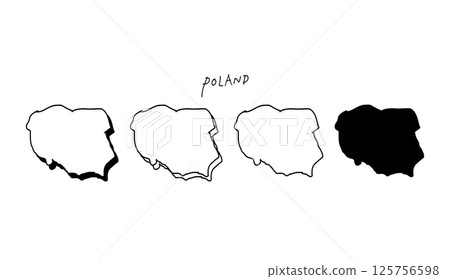 簡單的 3D 波蘭地圖手繪向量插圖 125756598