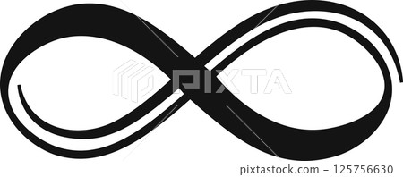 Bold black infinity symbol on a white background, elegantly illustrating the concept of eternity, continuity, and limitless potential. Perfect for themes of mathematics, philosophy, and design 125756630