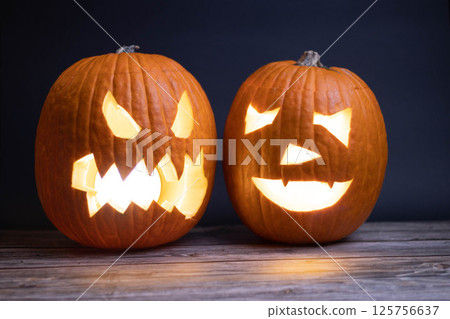 two halloween pumpkin neutral background 125756637