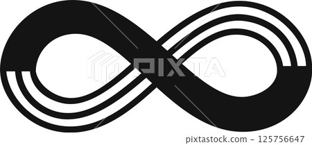 Infinity symbol with stripes forming a continuous loop, representing limitless potential, eternity, and endless possibilities in a simple yet powerful graphic 125756647
