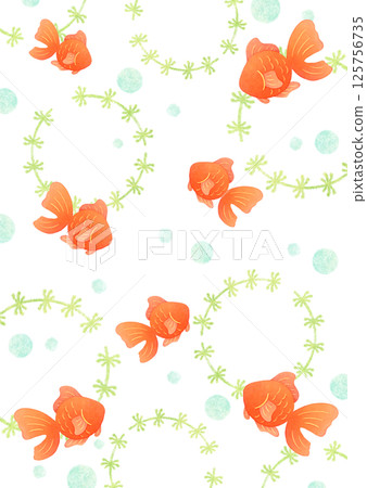 Cute background material of hand-drawn red goldfish Cute background material of hand-drawn red goldfish 125756735