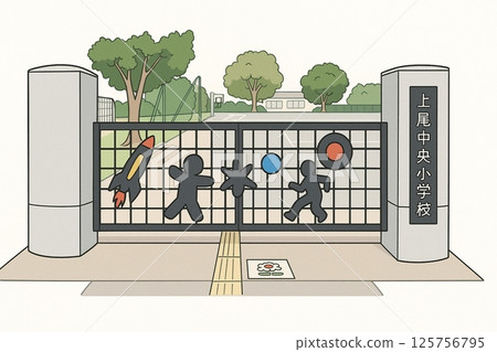 The fun-designed gate of Ageo Chuo Elementary School The fun-designed gate of Ageo Chuo Elementary School 125756795