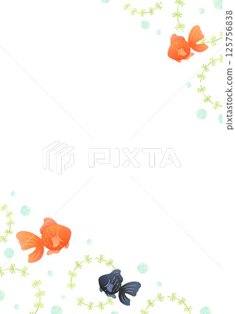 Hand-drawn cute goldfish frame Hand-drawn cute goldfish frame 125756838