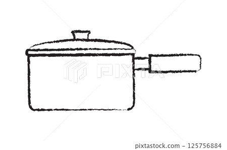 手繪黑線繪圖的平底鍋插圖 125756884