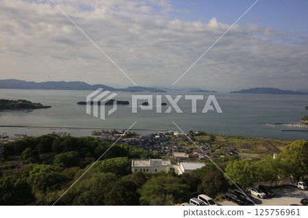 Japan's Aegean Sea: The Seto Inland Sea from an olive grove 125756961