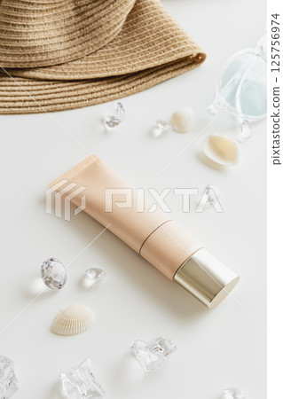 Summer sunscreen and cream foundation UV care 125756974