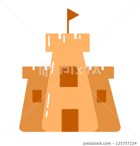 Sand castle on white background Sand castle on white background 125757224