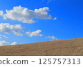 Autumn landscape of grassy hills and open sky 125757313