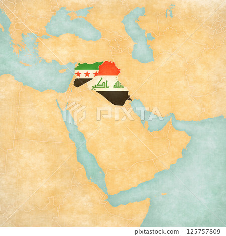 Map of Middle East - Syria and Iraq 125757809