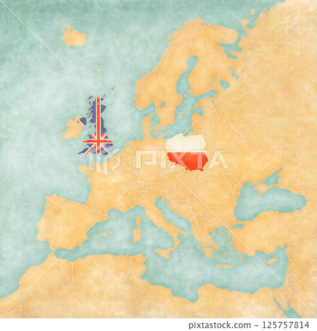 Map of Europe - United Kingdom and Poland Map of Europe - United Kingdom and Poland 125757814