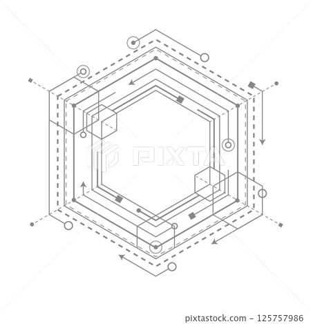 Engineering drawing of future technologies .Techno linear geometric design. 125757986