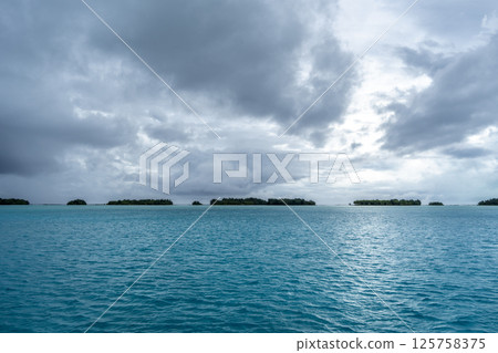 View of Motus Around Bora Bora Island in French Polynesia 125758375