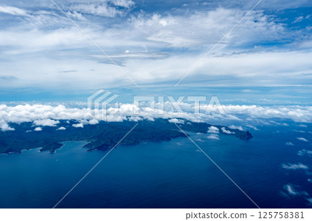 Aerial view of Nuku Hiva in the Marquesas Islands, French Polynesia 125758381