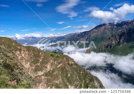Colca Canyon with a clear blue sky, Peru 125758386