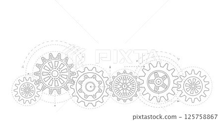 Gears on a white background .Technical drawing of gears . Gears on a white background .Technical drawing of gears . 125758867