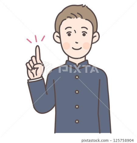 Pointing male student_Gakuran Pointing male student_Gakuran 125758904