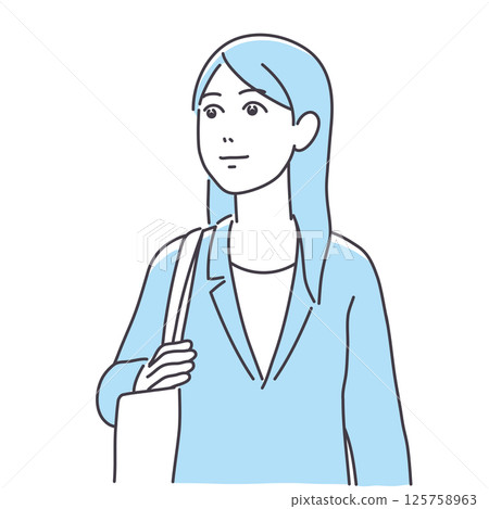 穿著西裝的女人抬頭看著彩色 125758963