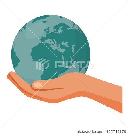 Vector Hand Holding Globe Icon, Isolated. Flat Cartoon Earth in Palm, Environmental Protection Symbol. Sustainable Planet Illustration. Caring Hand Gesture, Eco-Friendly World Art Vector Hand Holding Globe Icon, Isolated. Flat Cartoon Earth in Palm, Environmental Protection Symbol. Sustainable Planet Illustration. Caring Hand Gesture, Eco-Friendly World Art 125759178
