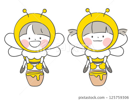 Children in Bee Costumes Carrying Honey Children in Bee Costumes Carrying Honey 125759306