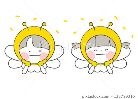 Children in Bee Costumes Resting Their Chins on Their Hands 125759310