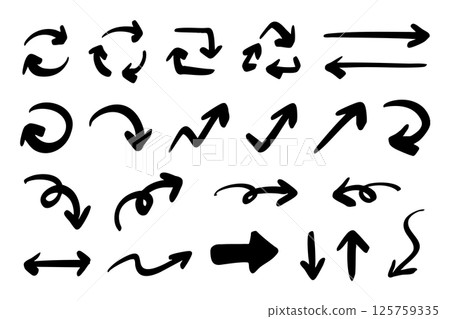 向量筆手繪箭頭設定黑白 向量筆手繪箭頭設定黑白 125759335