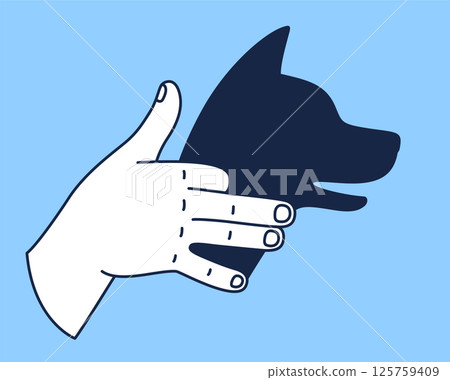 Shadow puppet dog hand gesture 125759409