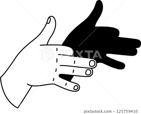 Shadow puppet dog hand gesture 125759410