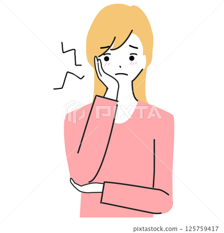 牙痛的年輕女子的插圖 125759417