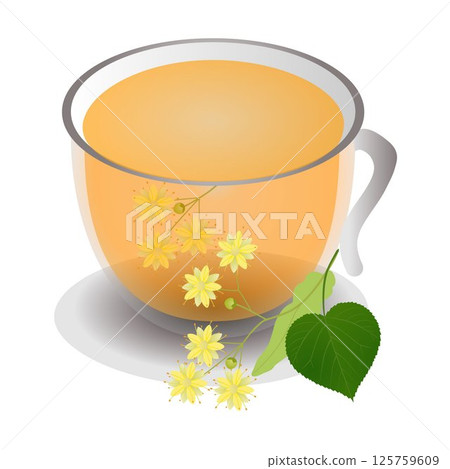 A cup of linden tea isolated on a white. 125759609