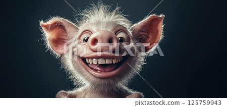 Happy cartoon pig character with big smile Happy cartoon pig character with big smile 125759943